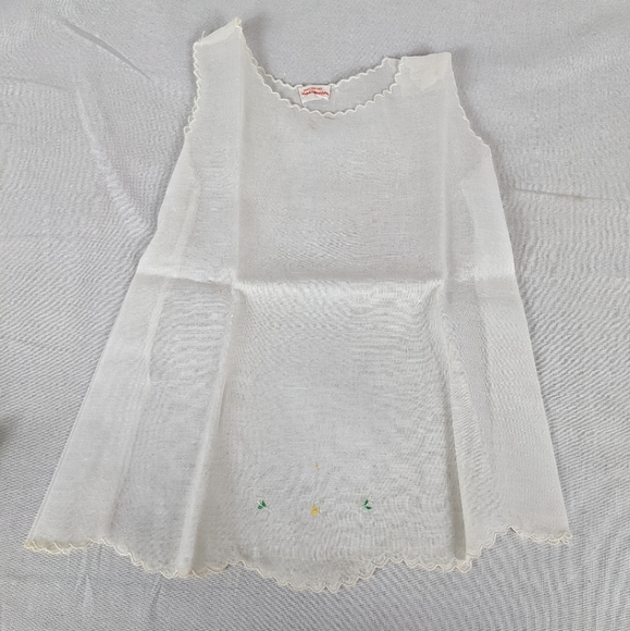Vintage NEW Baby Dress Slip Sheer 2-Piece Hand Embroidery Hudson's Detroit - Picture 5 of 13